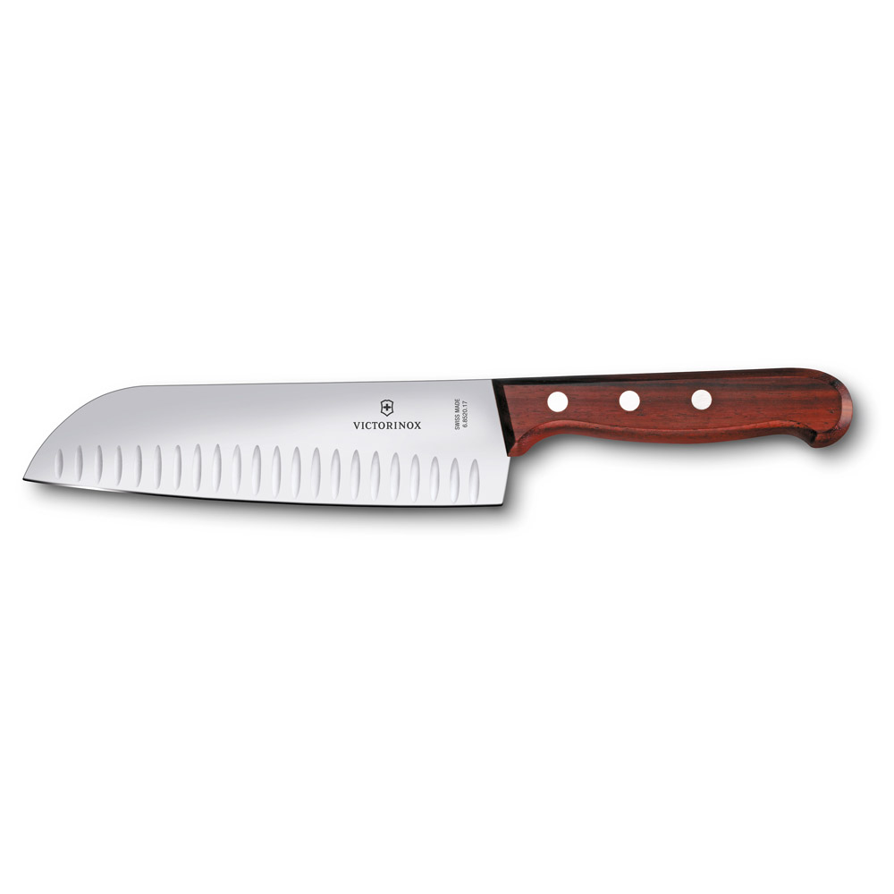 Santoku-Messer Victorinox mit Kullenschliff und Holzgriff 